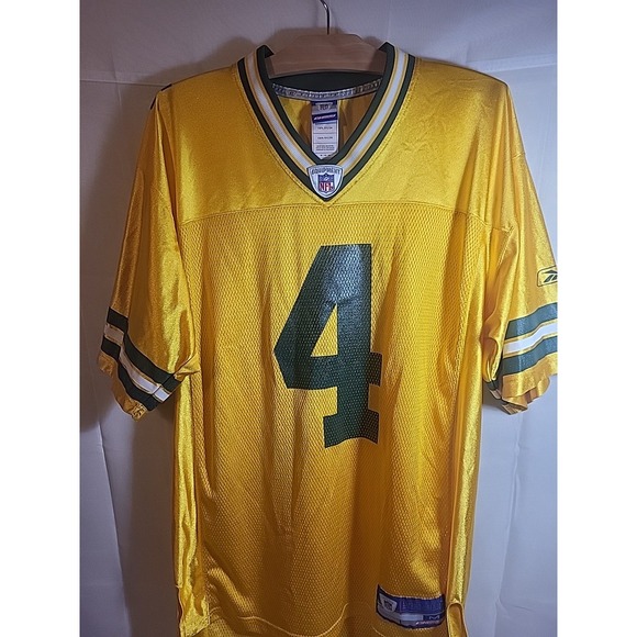 Brett Favre #4 Green Bay Packers Reebok  Football Jersey Men's Medium Yellow - Picture 2 of 8